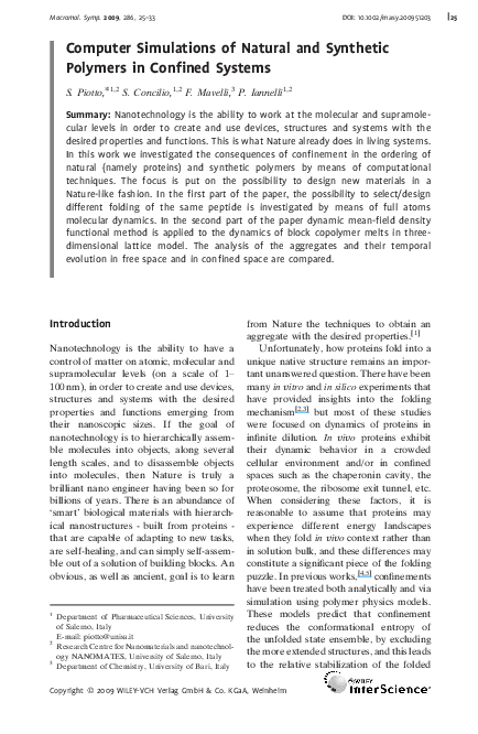 (PDF) Computer Simulations of Natural and Synthetic Polymers in ...