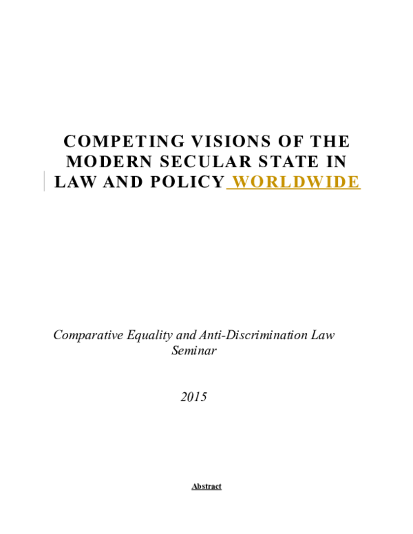 (DOC) Competing Visions of the Modern Secular State in Law and Policy