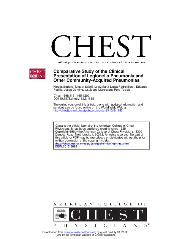 (PDF) Comparative Study of the Clinical Presentation of Legionella