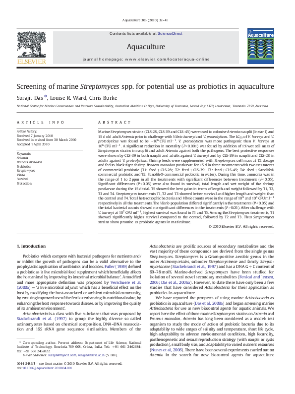 (PDF) Screening of marine Streptomyces spp. for potential use as ...