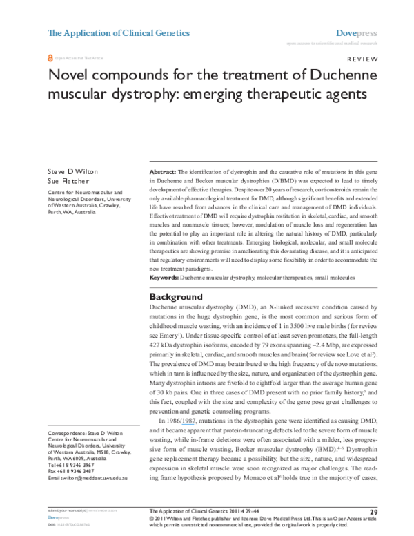 (PDF) Novel compounds for the treatment of Duchenne muscular dystrophy ...