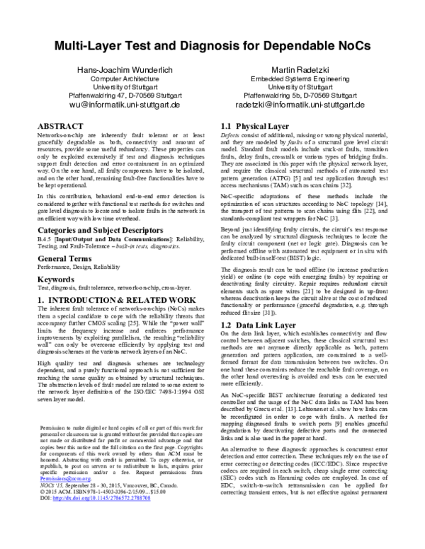 Multi-Layer Test and Diagnosis for Dependable NoCs