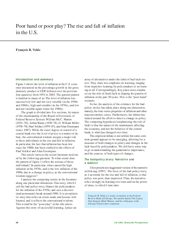 (PDF) Poor hand or poor play? the rise and fall of inflation in the U.S