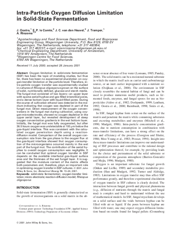 (PDF) Intraparticle oxygen diffusion limitation in solid-state fermentation