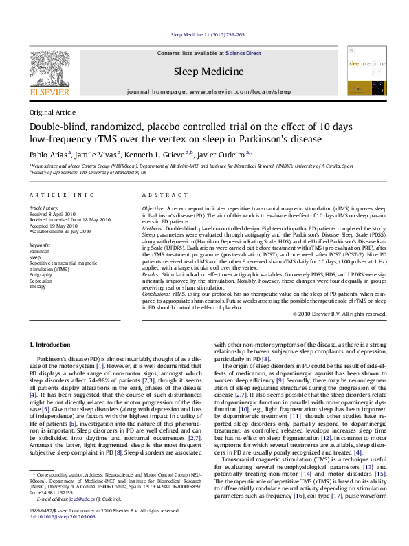 (PDF) Double-blind, randomized, placebo controlled trial on the effect ...