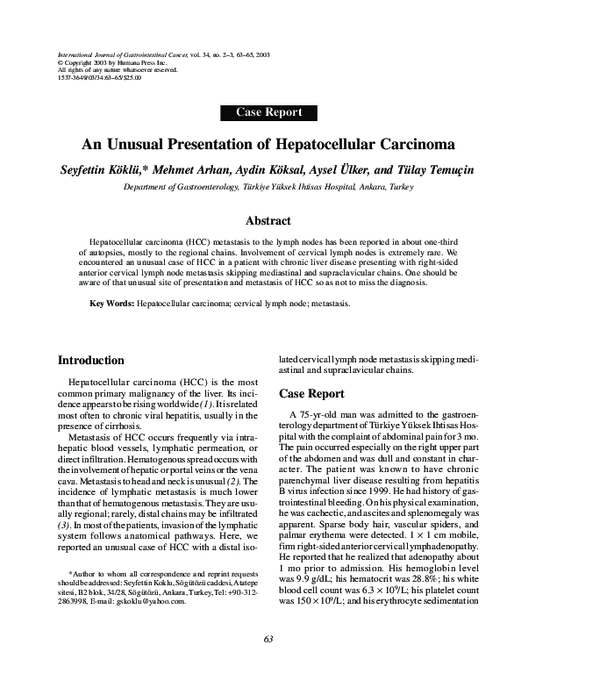 (PDF) An unusual presentation of hepatocellular carcinoma