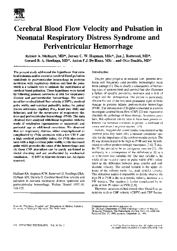 (PDF) Cerebral blood flow velocity and pulsation in neonatal ...