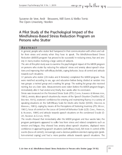 (PDF) A pilot study of the psychological impact of the Mindfulness ...