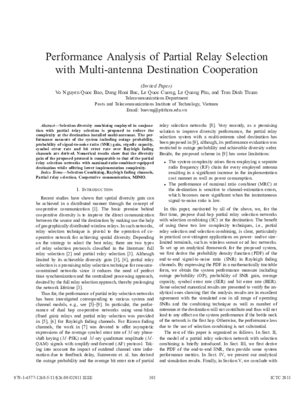 (PDF) Performance Analysis of Partial Relay Selection with Multi ...