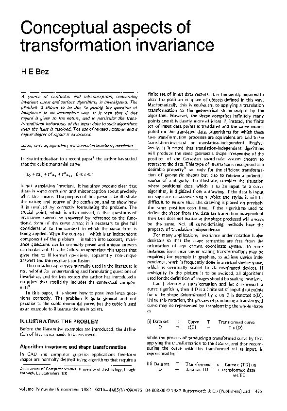 (PDF) Conceptual aspects of transformation invariance