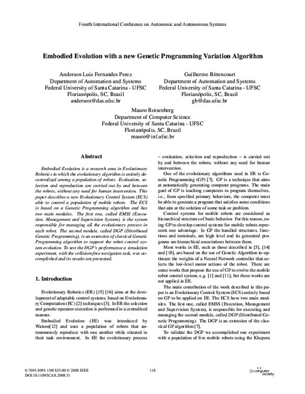 (PDF) Embodied Evolution with a New Genetic Programming Variation Algorithm