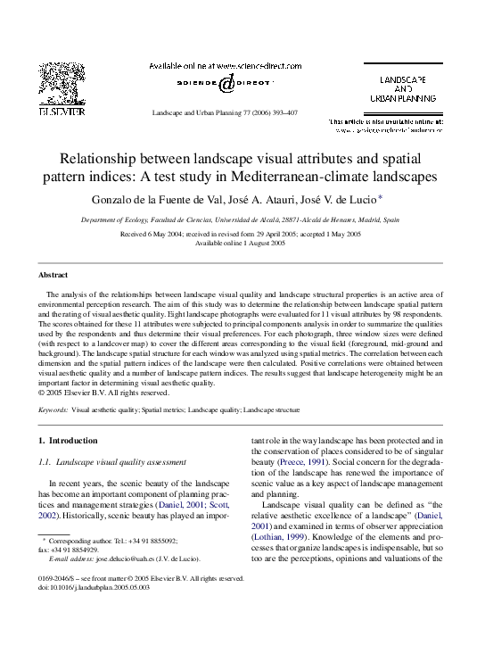 (PDF) Relationship between landscape visual attributes and spatial ...