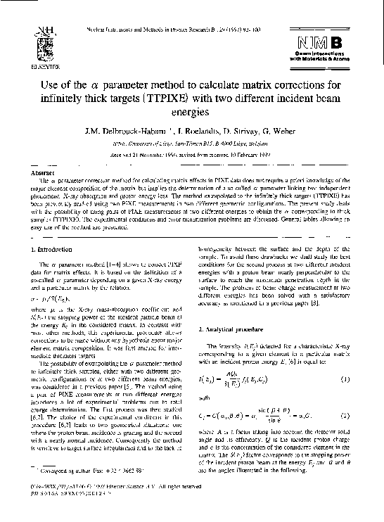 (PDF) Use of the α parameter method to calculate matrix corrections for ...