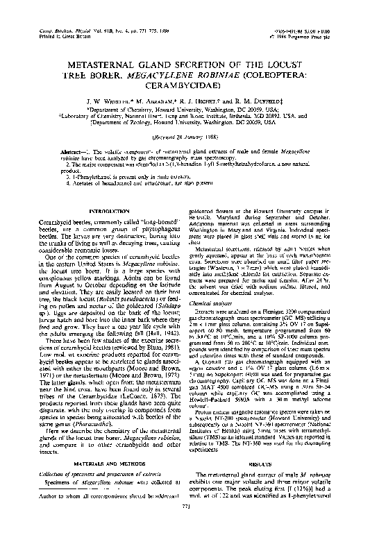 (PDF) Metasternal gland secretion of the locust tree borer, Megacyllene ...