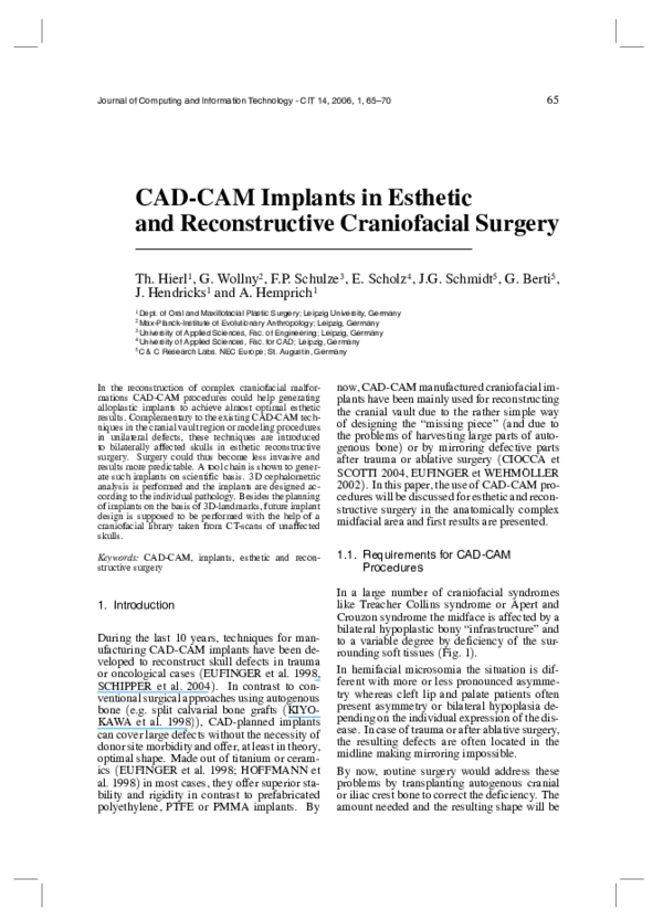 (PDF) CADCAM Implants in Esthetic and Reconstructive Craniofacial Surgery