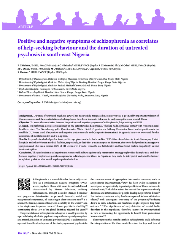  pdf positive and negative symptoms of schizophrenia past present