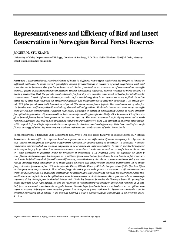 (PDF) Representativeness and efficiency of bird and insect conservation ...
