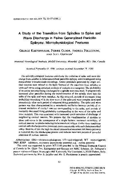 (PDF) A study of the transition from spindles to spike and wave ...