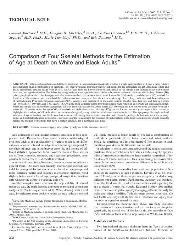 (PDF) Comparison of Four Skeletal Methods for the Estimation of Age at ...