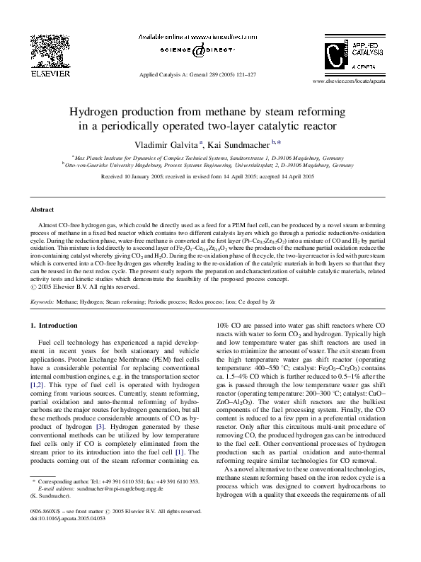 (PDF) Hydrogen production from methane by steam reforming in a ...