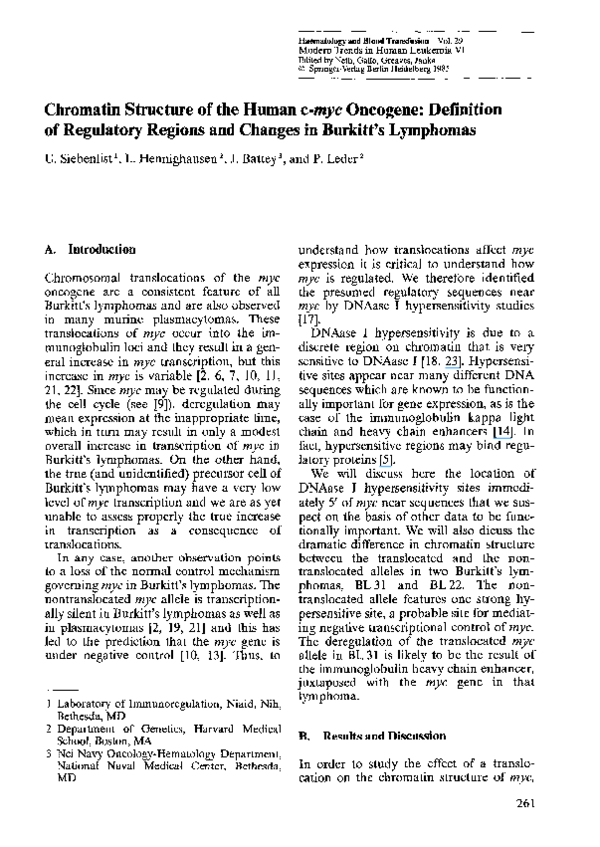 (PDF) Chromatin Structure of the Human c-myc Oncogene: Definition of ...