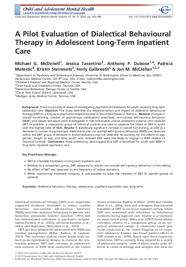 (PDF) A Pilot Evaluation of Dialectical Behavioural Therapy in ...