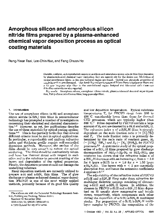 (PDF) Amorphous silicon and amorphous silicon nitride films prepared by ...