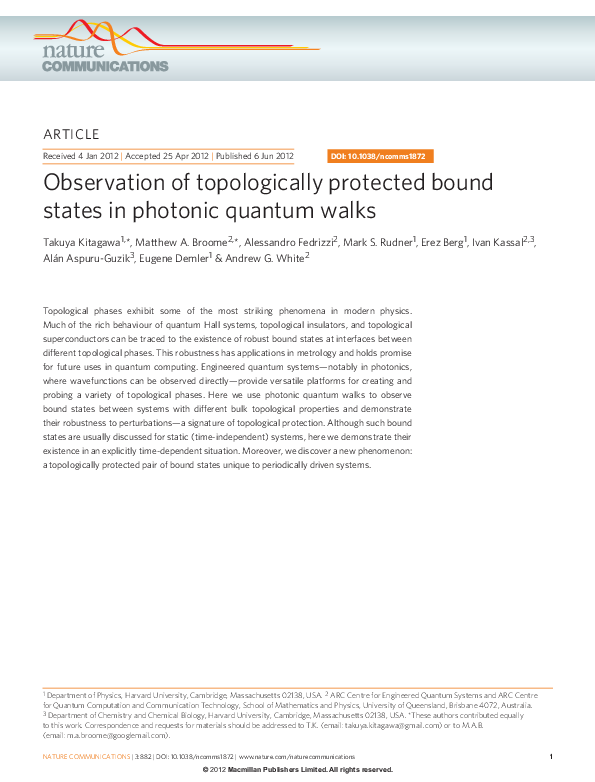 (PDF) Observation of topologically protected bound states in photonic ...