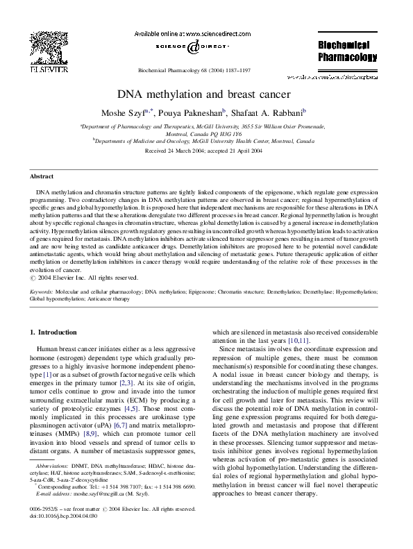 (PDF) DNA methylation and breast cancer