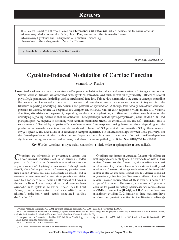 (PDF) Cytokine-Induced Modulation of Cardiac Function