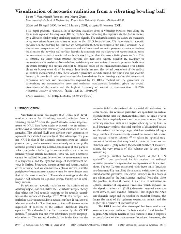 (PDF) Visualization of acoustic radiation from a vibrating bowling ball