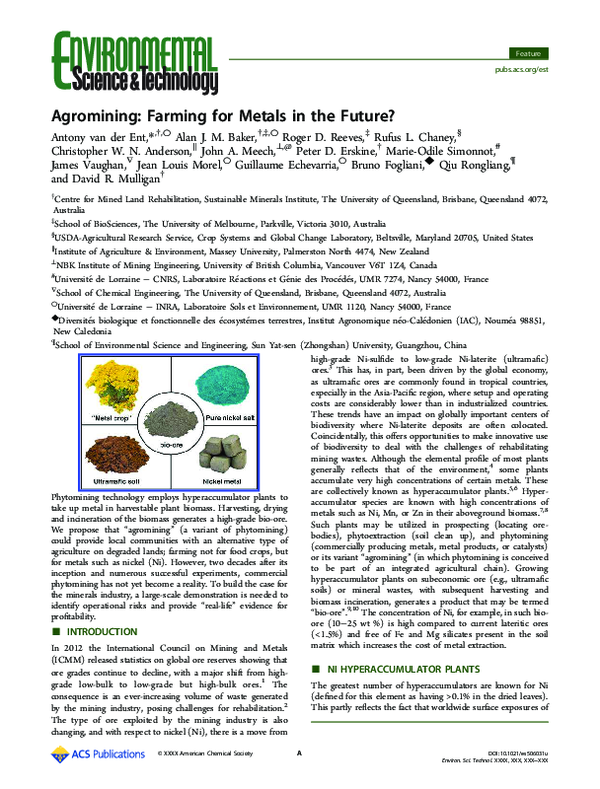 (PDF) Agromining: farming for metals in the future?