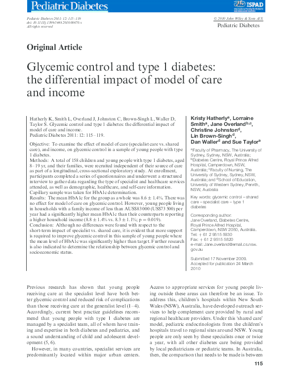 (PDF) Glycemic control and type 1 diabetes: the differential impact of ...
