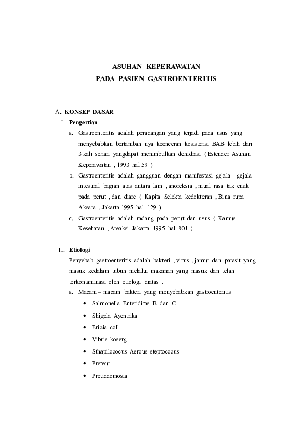 Doc Asuhan Keperawatan Pada Pasien Gastroenteritis