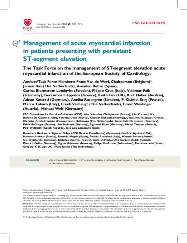 (PDF) Management of acute myocardial infarction in patients presenting ...