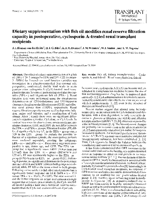 (PDF) Dietary supplementation with fish oil modifies renal reserve