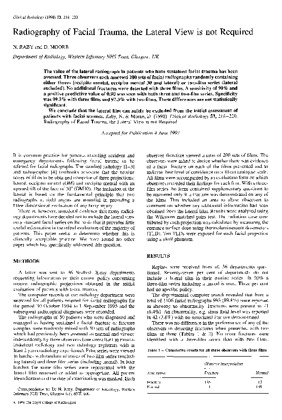 (PDF) Radiography of facial trauma: The lateral view is not required