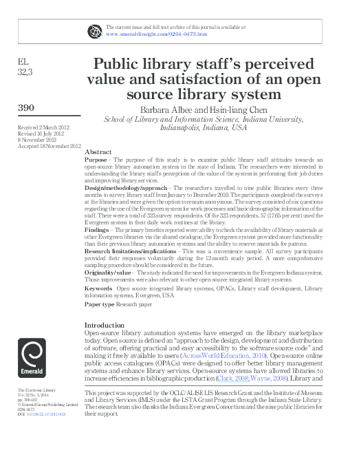 (PDF) Public library staff’s perceived value and satisfaction of an ...