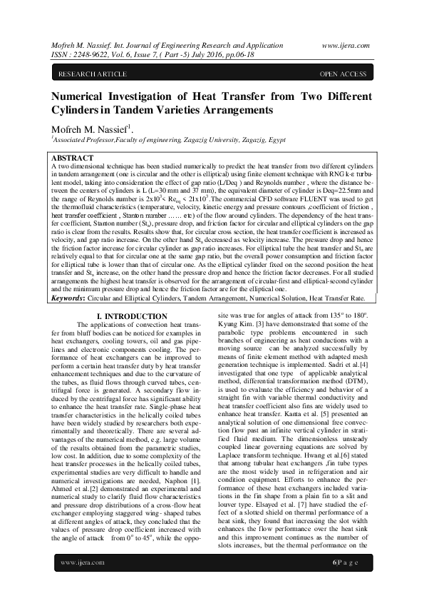 (PDF) Numerical Investigation of Heat Transfer from Two Different ...
