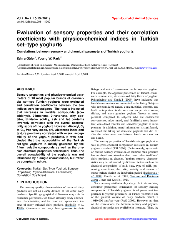 (PDF) Evaluation of sensory properties and their correlation ...