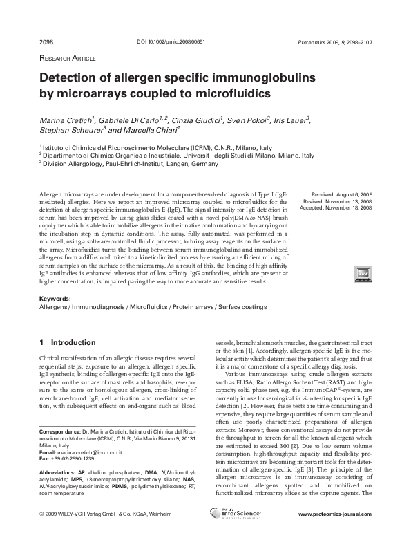 (PDF) Detection of allergen specific immunoglobulins by microarrays ...