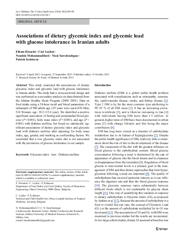 (PDF) Associations of dietary glycemic index and glycemic load with ...