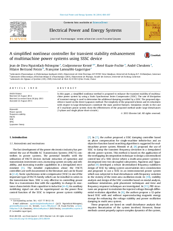 (PDF) A simplified nonlinear controller for transient stability ...