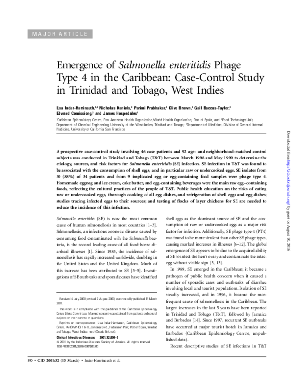 (PDF) Emergence of Salmonella enteritidis Phage Type 4 in the Caribbean ...