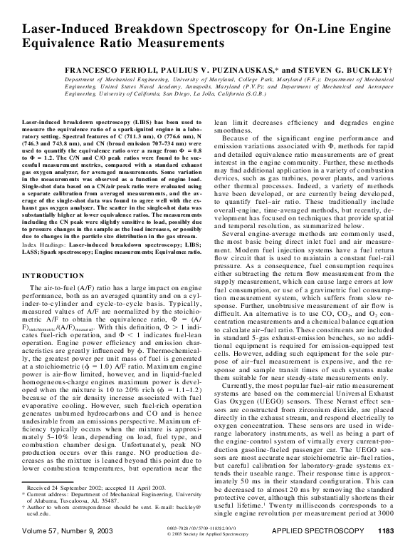 (PDF) LaserInduced Breakdown Spectroscopy for OnLine Engine