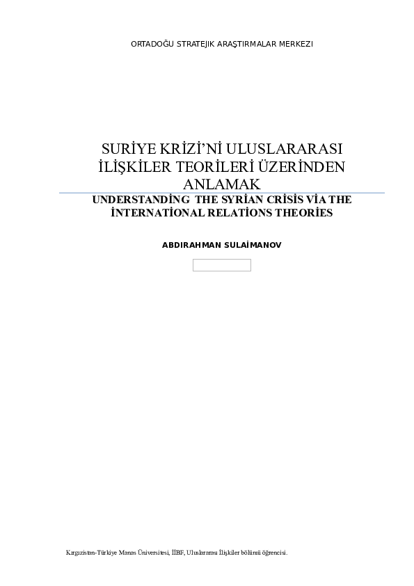 (DOC) Understanding the Syrian Crisis via International Relations Theories
