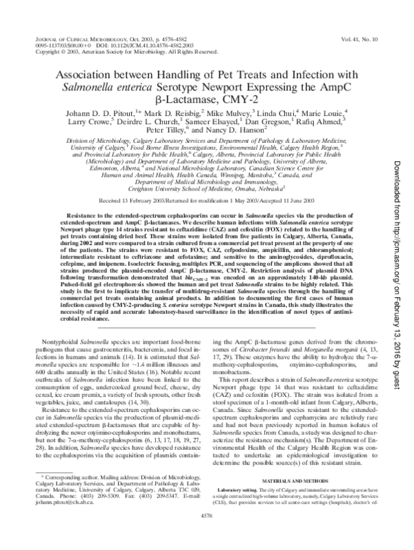(PDF) CeftriaxoneResistant Salmonella enterica Serotype Newport