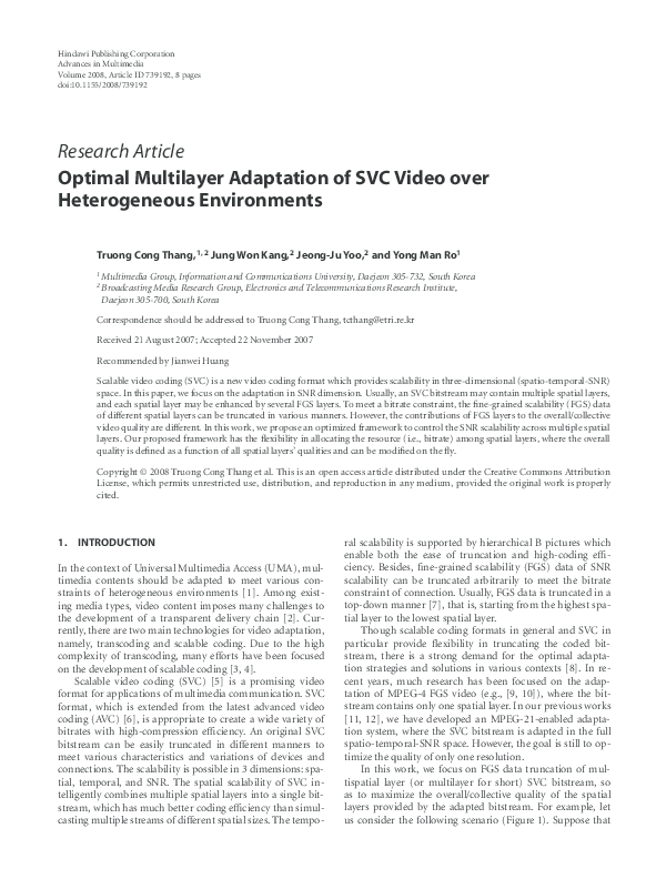 (PDF) Optimal multi-layer adaptation of SVC video over heterogeneous ...