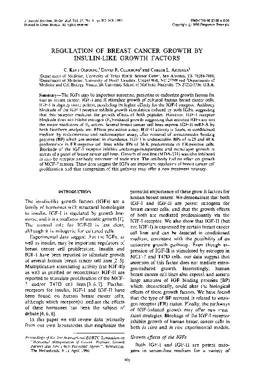(PDF) Regulation of breast cancer growth by insulin-like growth factors