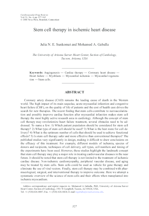 (PDF) Stem cell therapy in ischemic heart disease